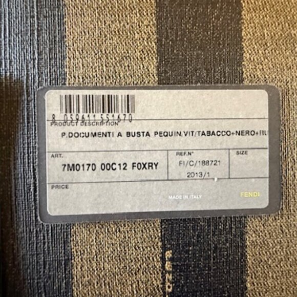 FENDI PEQUIN STRIPE CANVAS PORTFOLIO * NEVER USED! - Picture 10 of 11